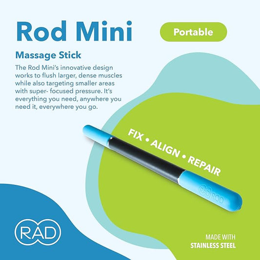 RAD Rod Mini – Compact Deep Tissue Massage Roller Stick – Travel-Ready Myofascial Release Tool for Legs, Back, Neck, Arms & Shoulders – Muscle Roller for Mobility & Recovery