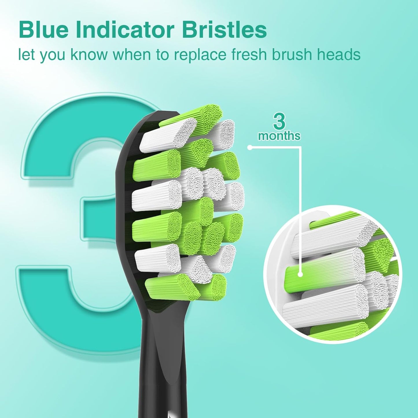 Aoremon Toothbrush Replacement Heads for Philips Sonicare DiamondClean Series 2/3 EasyClean ProtectiveClean FlexCare HwalthyWhite, 4100/5100/6100, C1/C2/G2/G3-6 Pack, Black