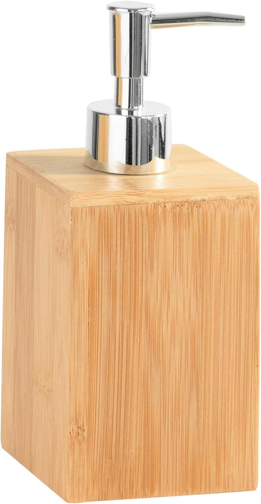 Fuller’s Bamboo Bathroom Counter Set – Eco-Friendly & Water-Resistant Sink Organizer | 4-Piece Vanity Tray, Soap Dispenser, Toothbrush Holder & Storage Container