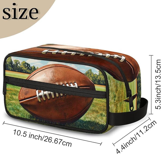 Rugby Ball Boys Travel Toiletry Bag Waterproof Wash Bag Shower Shaving Bag Cosmetic Organizer Makeup Bag Portable Toiletries Accessories for Women Men Rugby
