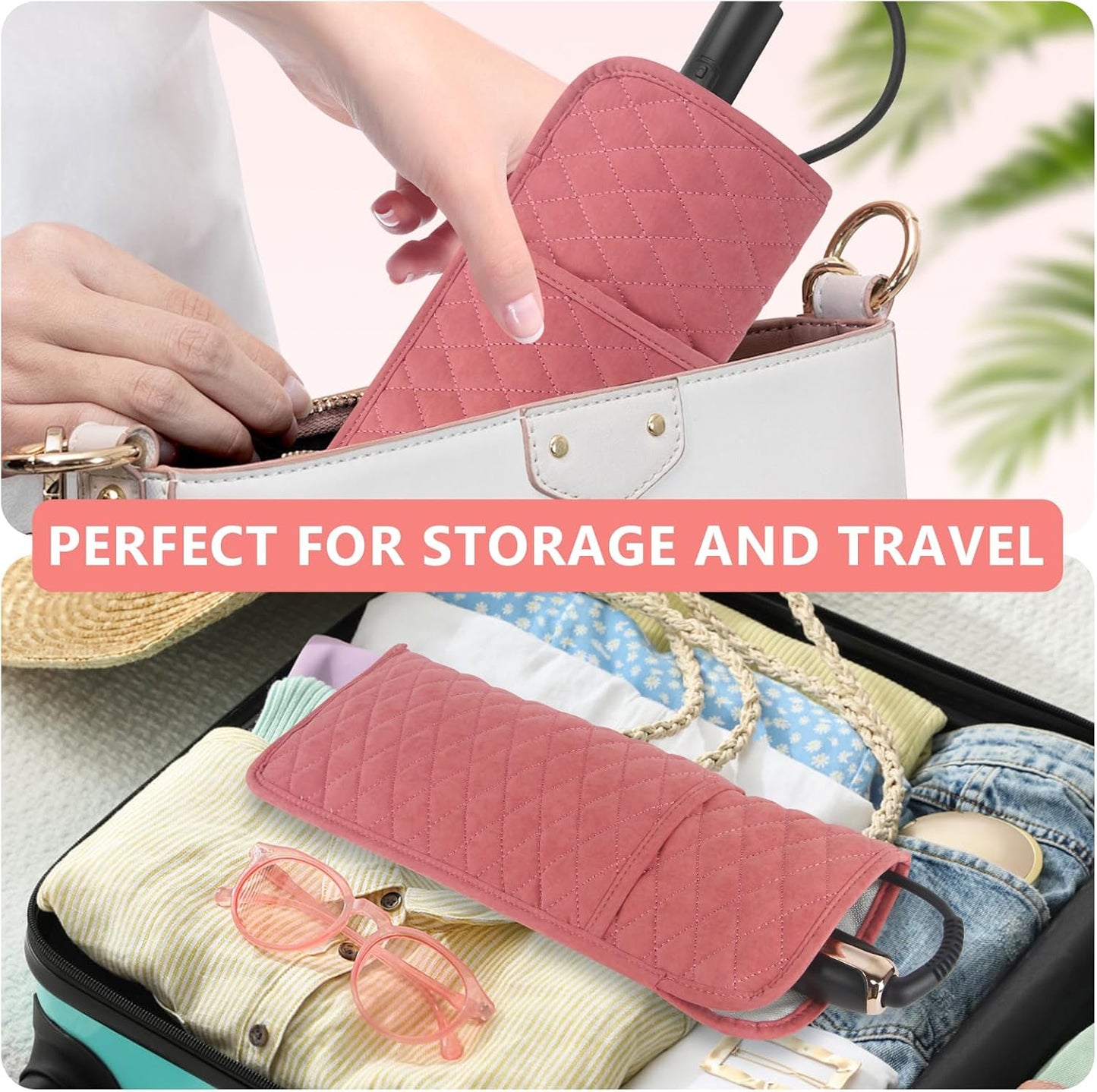 Heat Resistant Hair Tools Organizer Bag Portable Travel Storage Cover Case for Hair Straighteners, Curling Irons, Flat Irons and Hot Styling Tools(13.8" x 5.5")