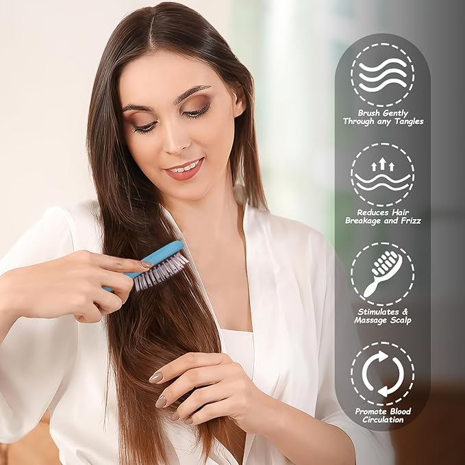 Hair Brush, Mini Detangling Hairbrush for Dry and Wet Hair, Small Size Travel Detangler Brush for Girls Boys Kids Women Men for All Hair Types (Bluish)