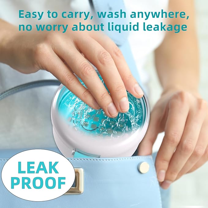 ARGOMAX Leak Proof Retainer Cleaner Case, Denture Cups for Soaking Dentures, Denture Travel Case (White+Blue).