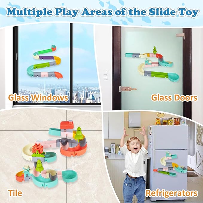 62 PCS Toddler Bath Toys for Kids, Fun Duck Slide Baths Toy, DIY Baby Shower Bathtub Toys Gifts for Kids Ages 4-8, Mold Free Baths Toy for Toddlers