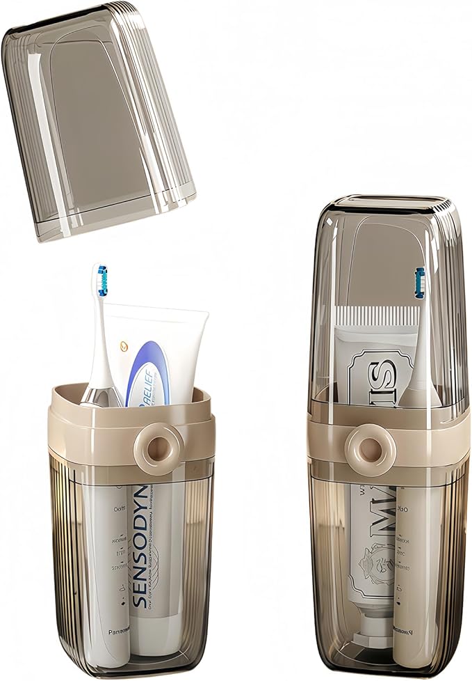 Toothbrush Travel Case Portable Clear Toothbrush Holders with Cover Leakproof Toothbrush & Toothpaste Holder for Traveling School Camping Business Trip Bathroom