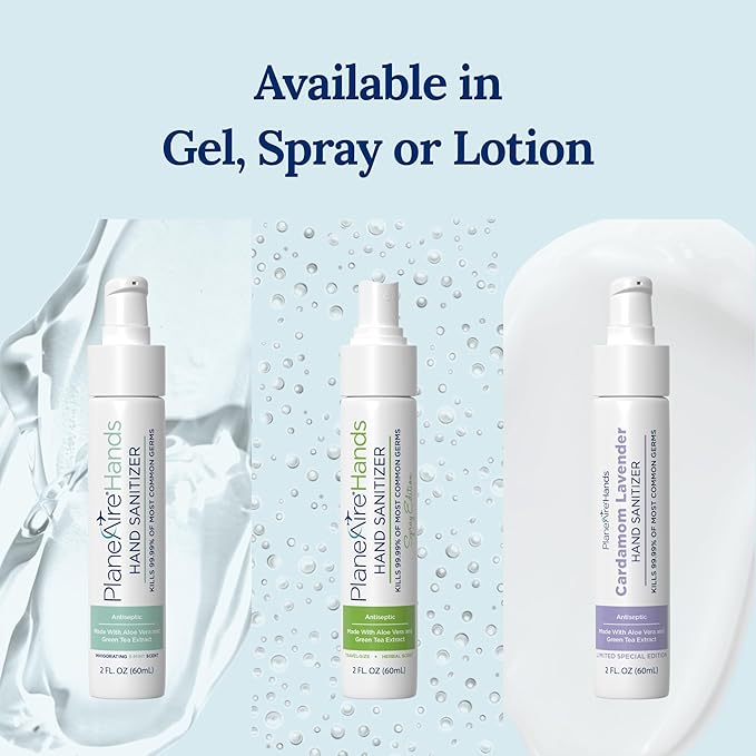 3-Mint Gel Hand Sanitizer | Soothing, Moisturizing, Hydrating | Travel Size | With Aloe Vera & Green Tea Extract | Mint Oil Blend with Peppermint Essential Oil | For Cars, Backpacks, Travel | 3-pack