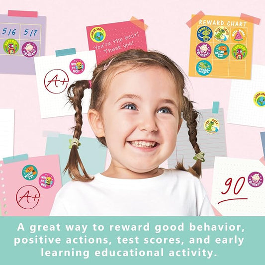 Gooji Small Reward Stickers for Kids, 1008 Pc. Sticker Pack for Teachers, Classroom, Small Motivational Class Supplies for Students, Boy Girl Toddler Good Job Incentive Behavior Preschool Kindergarten