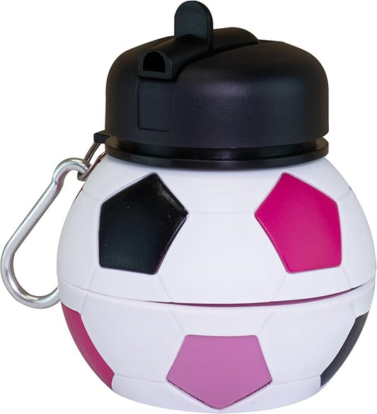 Maccabi Art Clip-On Collapsible BPA-Free Silicone Soccer Ball Water Bottle for Kids, 1 Liter Size