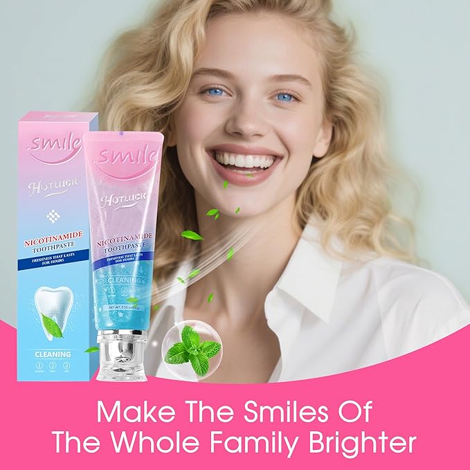 Niacinamide Whitening Toothpaste Peppermint Peach, Hotluck Toothpaste Whitening Brightens & Cleanses, Freshens Breath - Gentle Deep Cleansing, Promotes Gum Health (Pack of 1) - 3.53oz