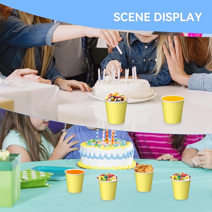 150 Pack 3oz Yellow Paper Cups,Mouthwash Cups, Disposable Bathroom Cups,Small Paper Cups 3oz Ideal for Bathroom,Supermarket,Birthday Party,Picnic and BBQ