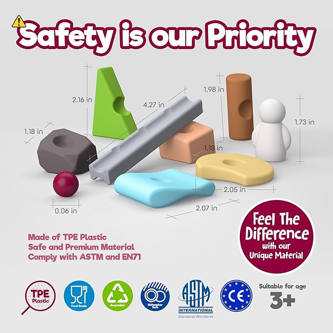 Taksa Toys Nature-Inspired Educational Unique STEM Toys Premium Stacking Blocks Preschool Resources for Kids Building Activities, Montessori Toys for 3 4 5 6 7+ Year Old Learning Game Fun Pack 36 Pcs