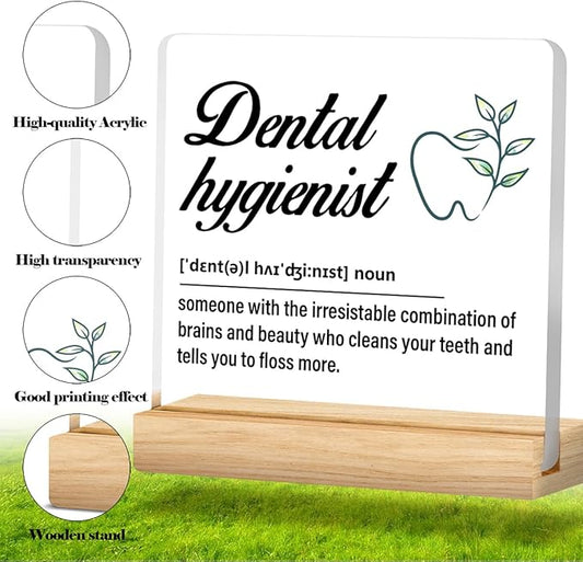 Dental Hygienist Gift for Women Men, Dental Hygienist Definition Acrylic Desk Sign Decor
