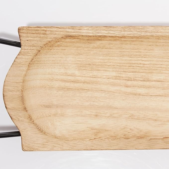 DN DECONATION Wooden Decorative Ottoman Tray with Handles, Rustic Rectangular Wood Tray for Coffee Table Bathroom, Candle Trays for Home & Living Room Decor Farmhouse Perfume Trinket Organizer