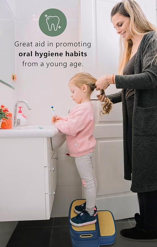 Toddler Step Stool for Kids - Non-Slip 2 Step Stool for Potty Training & Bathroom Sink, Dual Height 9.5", Sturdy Safety Nursery Stool for Kitchen & Toilet (Includes 2 Ducks)