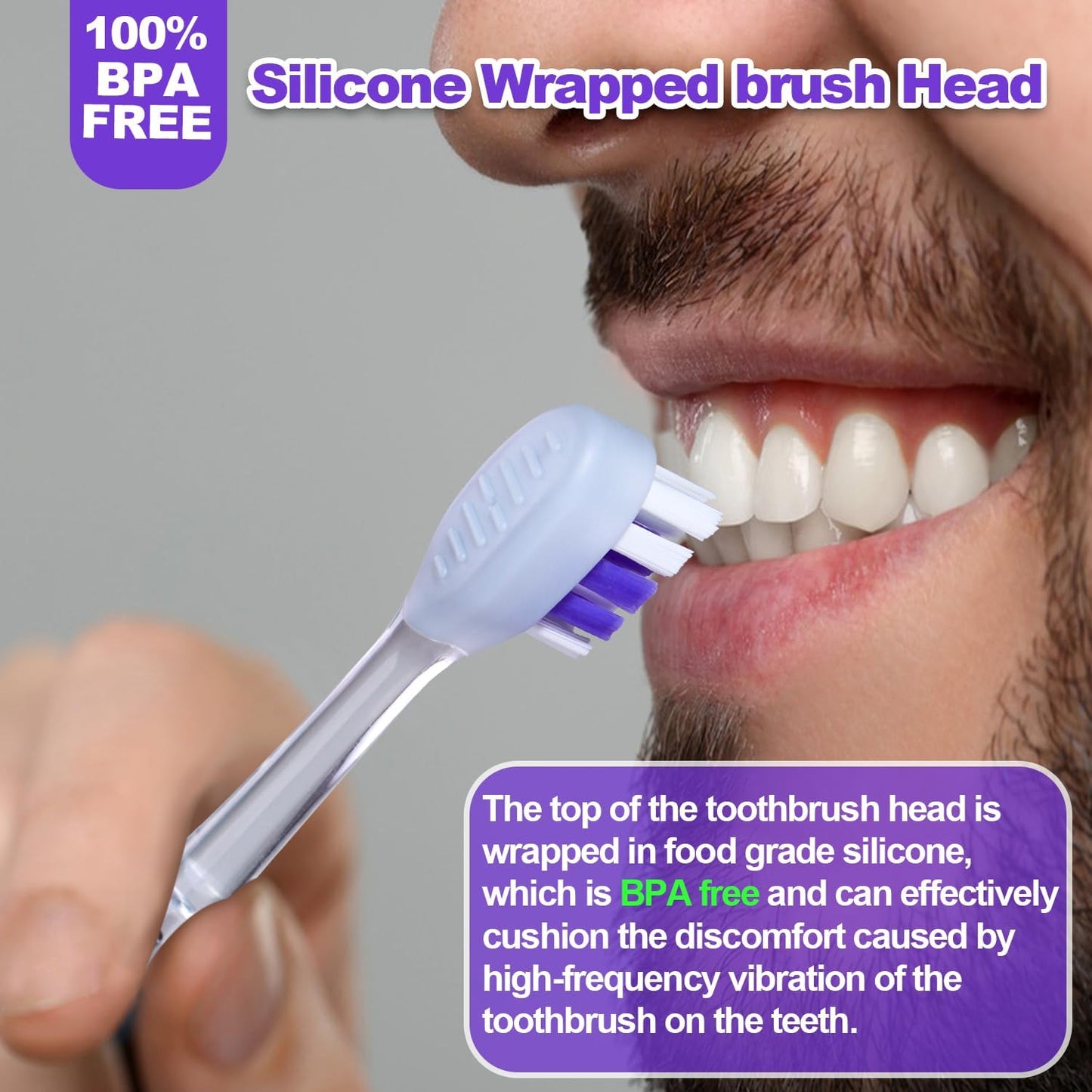 Metal Electric Toothbrush with UV Mode, Vibration and Oscillation Electric Toothbrush for Adults, 6 Brush Heads & Travel Case & Dust Cover, 5 Modes & Built in Timer, One Charge Last 120 Day(Sliver)