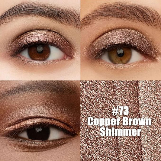 evpct Copper Brown Shimmer Cream Eye Shadow Sticks Brightener Pencils for Women, Bronze Brown Silky Eyeshadow Applicator Stick Pen Waterproof, Crease-Proof Stick Eyeshadow Shimmer Eye Makeup 73