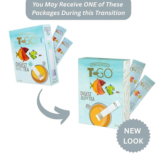 T-GO Digestive Herbal Tea Organic Fennel Ginger & Lemon Balm Blend Caffeine-Free (15 Eco-Friendly Tea Sticks)