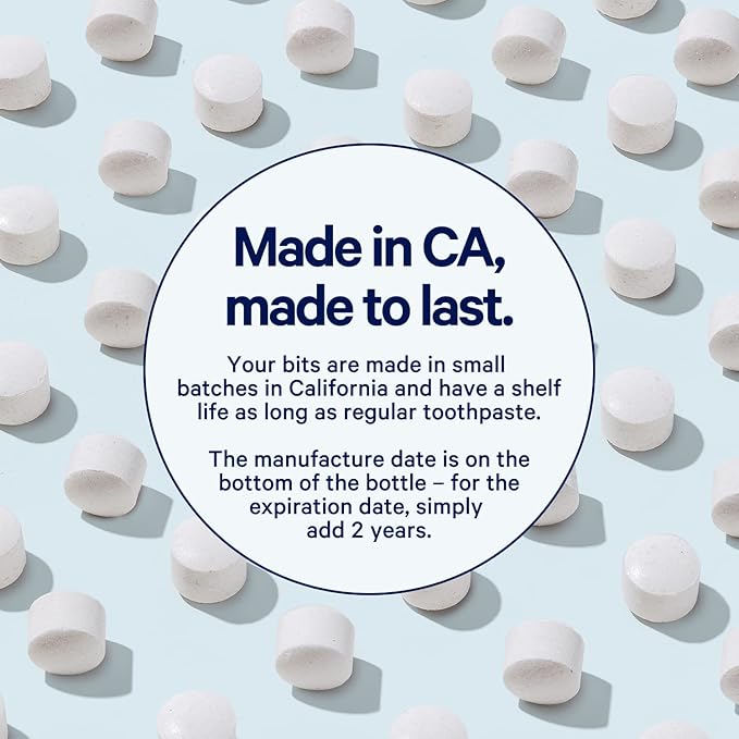 Bite Toothpaste Tablets, Xylitol & 5% Nano Hydroxyapatite Toothpaste Bits for Sensitive Teeth, Fluoride Free Tooth Whitening, Travel Size Dental Care for Adults & Kids, Made in USA, 124 Bits