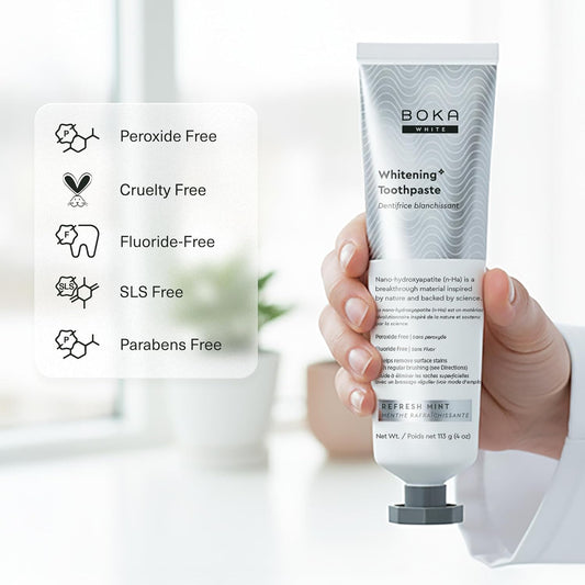 Boka Fluoride Free Toothpaste, Nano Hydroxyapatite Toothpaste, Appropriate for Sensitive Teeth, for Adult, Kids Oral Care - Whitening* Refresh Mint, 4 Fl Oz 1Pk US Manufactured