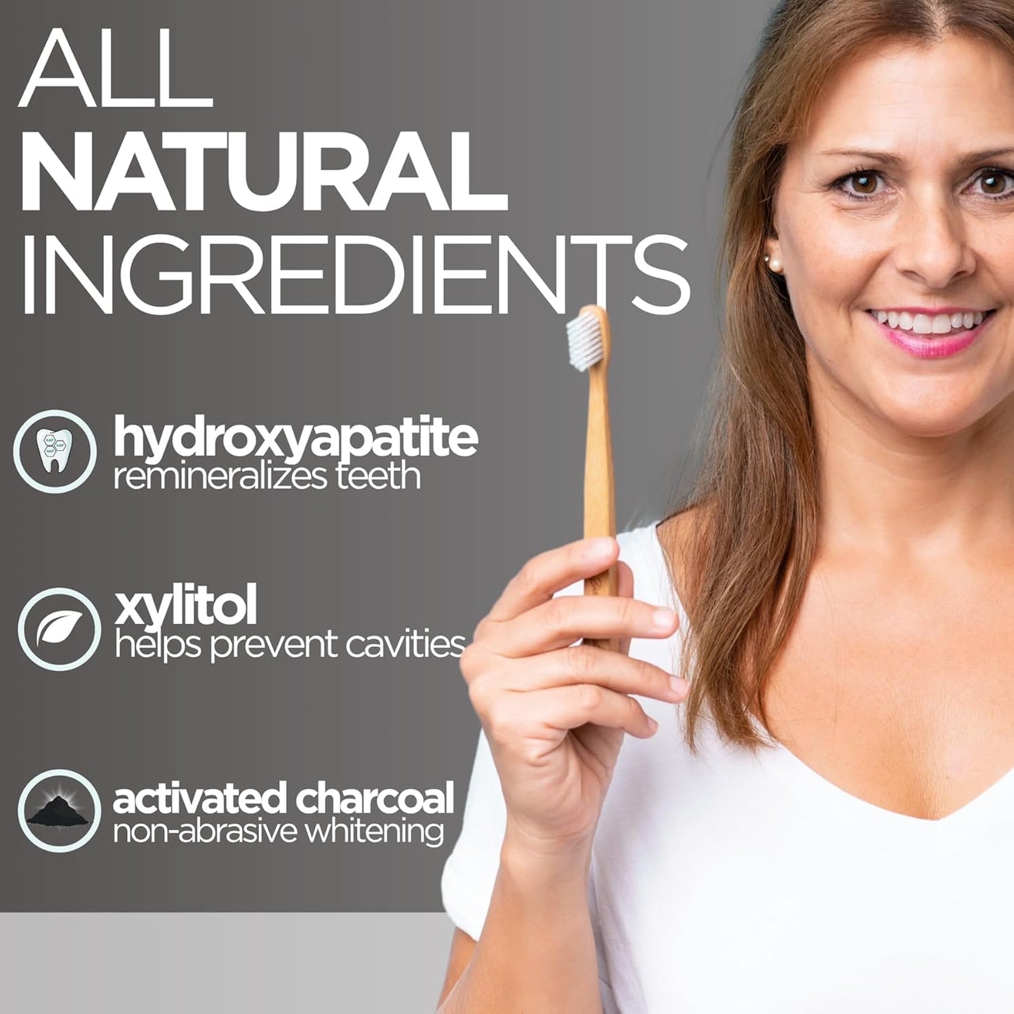 Wellnesse Activated Charcoal Whitening Toothpaste with Xylitol, Fluoride-Free Hydroxyapatite Black Charcoal Toothpaste for Adult Fresh Breath, Natural Teeth Whitening, Mint Flavor, 4 oz (Pack of 1)