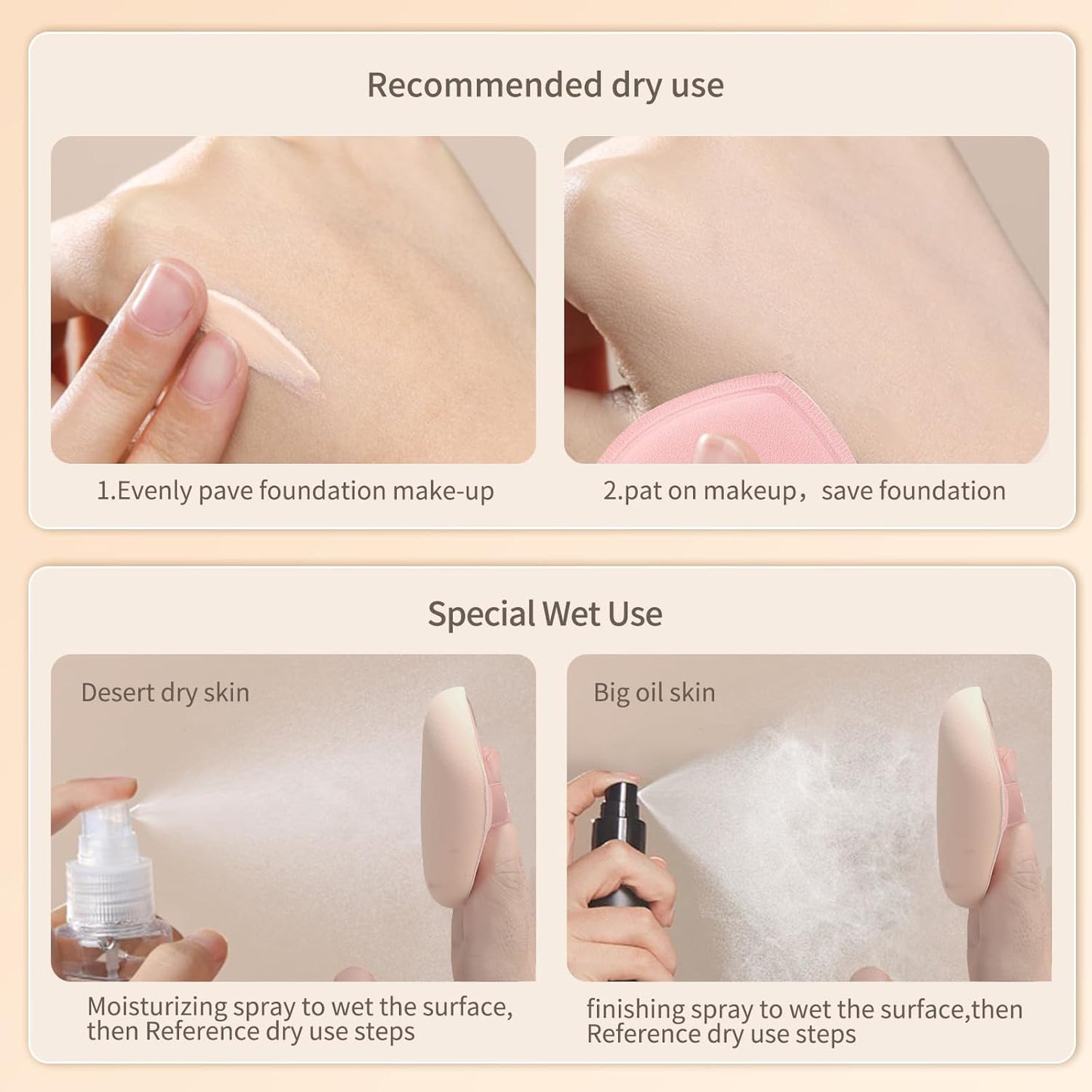 MSQ 5Pcs Makeup Sponge For Foundation Concealer and Powder, Triangle Powder Puff Soft Sponges Blender, Latex Free Blender Sponge For Liquid, Cream, Powder Seamless & Flawless Makeup, 2.75 in, Pink