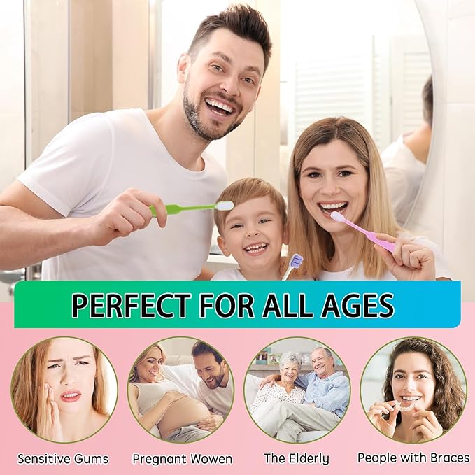 6 Count Ultra-Soft Toothbrush for Sensitive Gums – 10,000 Extra Gentle Bristles, Manual Toothbrush for Adults, Pregnancy, Braces, Elderly, Gum Care (Dopamine Colors, Individually Wrapped)