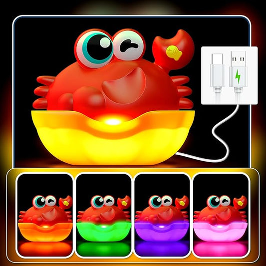 Light Up Bath Toys Crab Bubble Machine, Baby Bath Toys with Colorful Lights for Kids Ages 1-3, 4-8, Great Birthday for Toddlers Boys and Girls