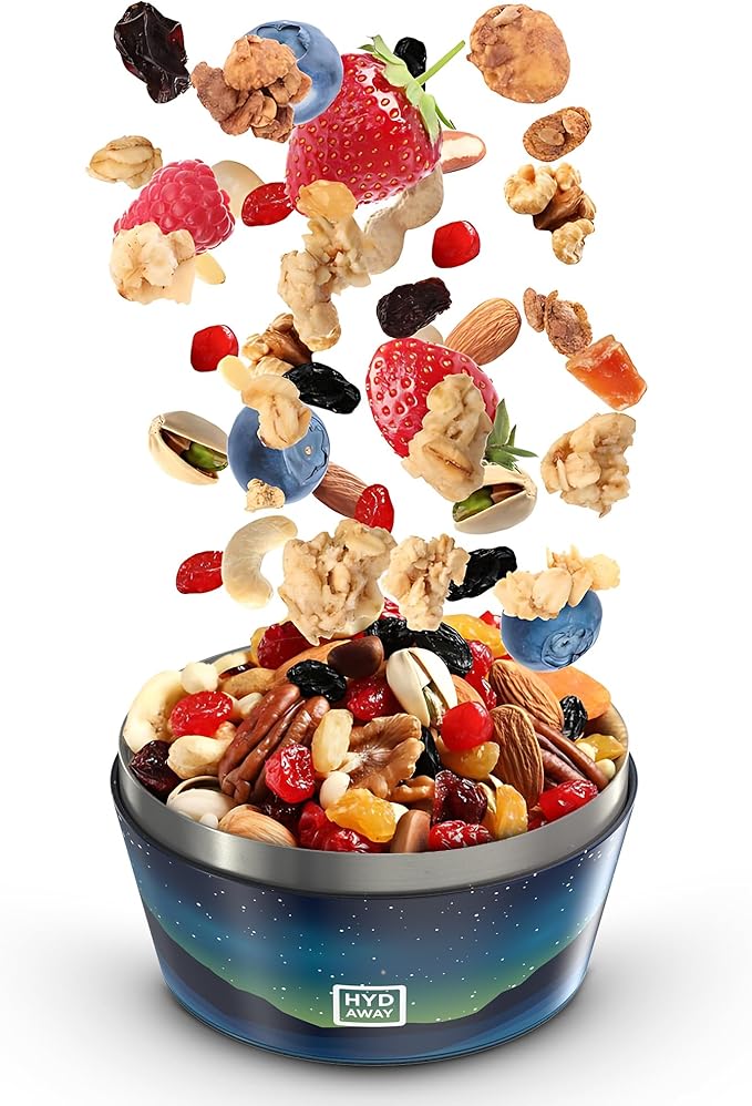 HYDAWAY 1-Quart Collapsible Insulated Bowl with Lid - BPA-Free, Leak-Resistant, Space-Saving Camp Bowl - Ideal for Hiking, Travel & Outdoor Meals