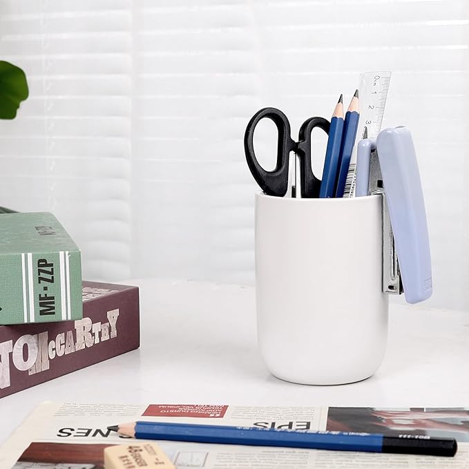 BosilunLife Ceramic Toothbrush Holder - 12Oz Bathroom Toothbrush Holder White Tooth Brush Holders Tumbler Cups Reusable Toothbrush Mouthwash Cup Small Toothbrush and Toothpaste Holder