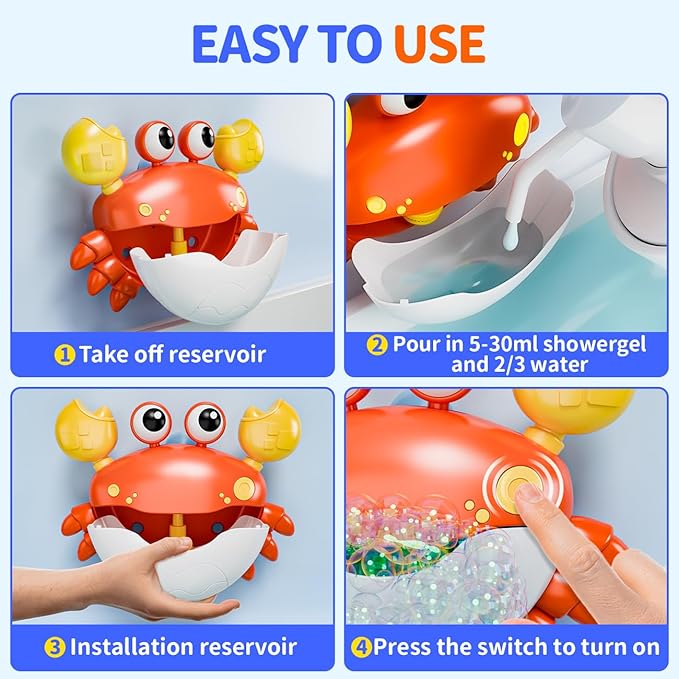 Bath Toys for Kids Ages 1-3: Bath Bubble Machine with 12 Music - Bath Toys Toddlers 2-4-8 Bathtub Bubble Maker - Bath Toy for Babies 12+ Months