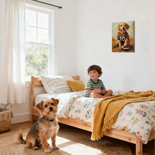 YOUHONG Animal Print Animal Wall Art Dog Poster with Inner Wooden Frame - Dog Pictures Lightweight & Easy to Hang, Sports Wall Art for Boys Bedroom & Living Room Decoration (12x15.7 Inches)