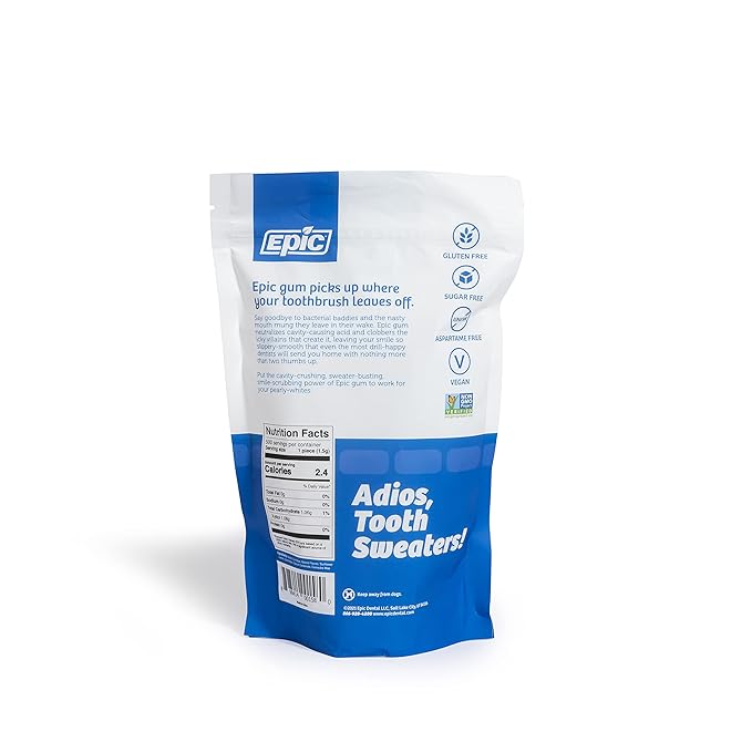 Epic 100% Xylitol Peppermint Chewing Gum - Sugar Free, Aspartame Free Dental Gum - Supports Oral Health & Fresh Breath