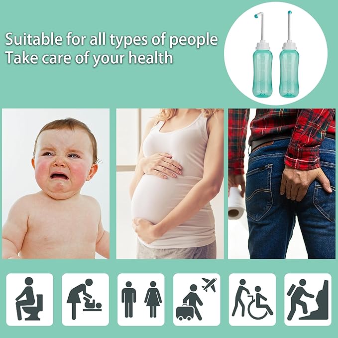 LIVE4COOL Peri Bottle for Postpartum Travel Bidet Perineal Care 16.9oz/500ml for Mom and Baby Clean,Portable Squeeze Bottle with 2 Rinse Tubes for Baby Female Menstruation Cleaning Lochia Hemorrhoids