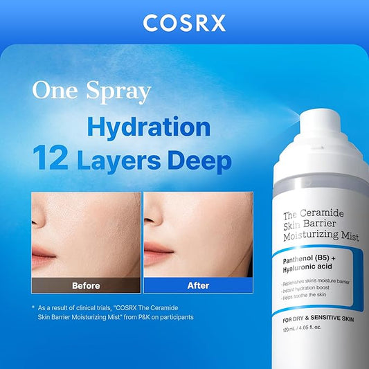 COSRX Barrier Cream Face Mist - Milky Toner with Ceramide & Hyaluronic Acid, Hydrating and Soothing Facial Spray for All Skin Types, 4.06 fl.oz, Korean Skin Care, Stocking stuffers for women