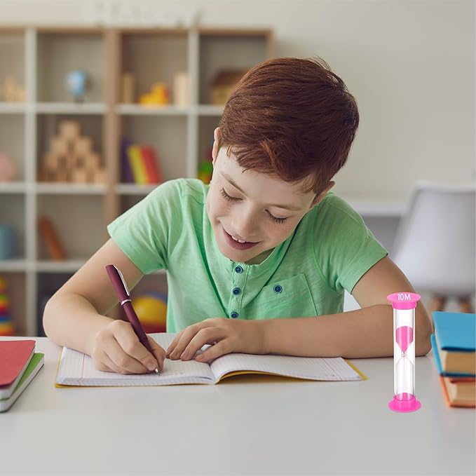 Sand Timer for Kids Set of 6 Small Colorful Hourglass Acrylic Covered Clock 30Sec 1Min 2Min 3Min 5Min 10Min for Classroom, Home & Kids Room