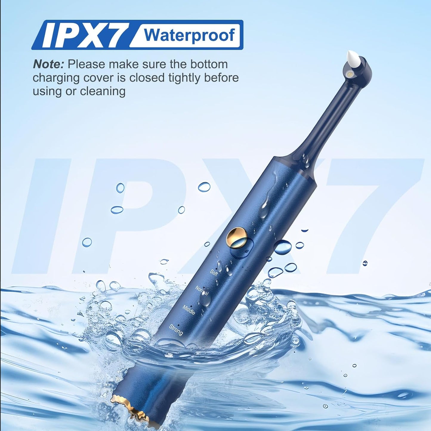 Tooth Polisher, Tooth Whitening Kit for Teeth Cleaning and Whitening, Rechargeable Teeth Polisher for People/Pets,Teeth Cleaning Kit with 5 Brush Heads,4 Speed Modes and LED Light, Waterproof(Blue)