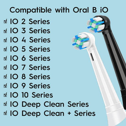 6 Count IO Replacement Heads Compatible with Oral B IO 2/3/4/5/6/7/8/9/10 Series Electric Toothbrushes, Medium Softness Brush Heads Compatible with Oral B iO for Teeth and Gums Care (Black)
