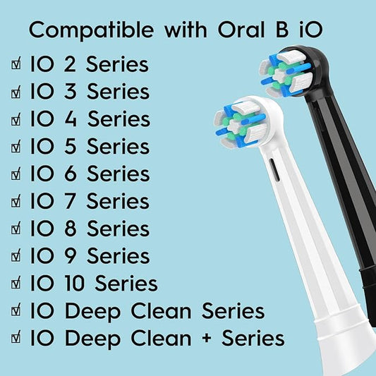 12 Pack IO Replacement Heads Compatible with Oral B IO 2/3/4/5/6/7/8/9/10/Deep Clean Series Electric Toothbrushes, Brush Heads Compatible with Oral B iO (Black/White)