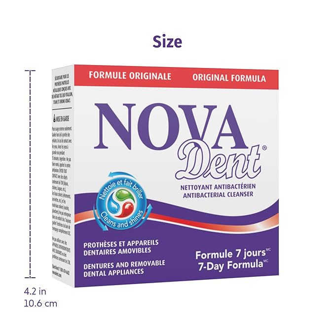 Novadent Dentures Cleaner – for Dental Appliances, Retainers, Trays, Mouth Guards, Teeth Aligners - 1 Year (52 sachets)