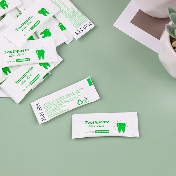 Too Small Bulk Travel Size Toothpaste Pack of 50,0.105 oz Extra Small Toothpaste Travel Size Bulk Mint Mini Disposable Toothpaste for Hotel,Guests,Homeless,Charity(Only Good for Single Use)