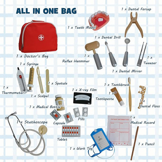 Doctor Kit for Toddlers 3-5, 25 Pcs Kids Doctors Play Set with Stethoscope & Medical Bag & More, Fun Pretend Play Toys for Boys and Girls