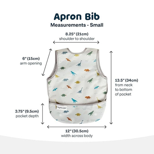 Tiny Twinkle Mess Proof Baby Bib for Boys | Waterproof Toddler Bib for Eating | Baby Apron for Feeding, Machine Washable | Perfect Shower Gift (Dinosaur, 6–24M)