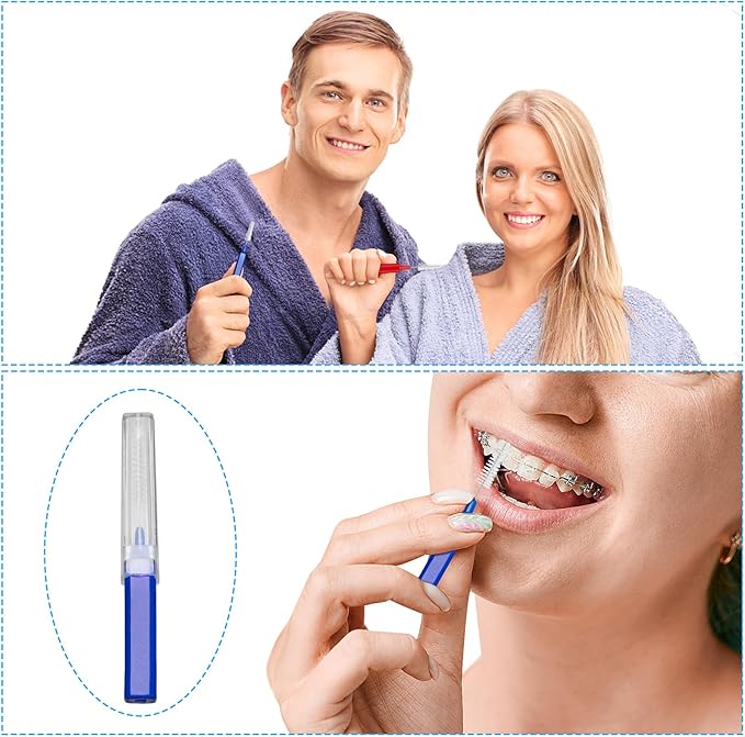 B Rush Interdental Advanced Brush for Braces, Oral Teeth Cleaning, Dental Disposable Soft Flossing Brushpicks Removes Plaque, Tapered Head Reach Both Small Tight Gaps and Wide Spaces (100 Pcs)