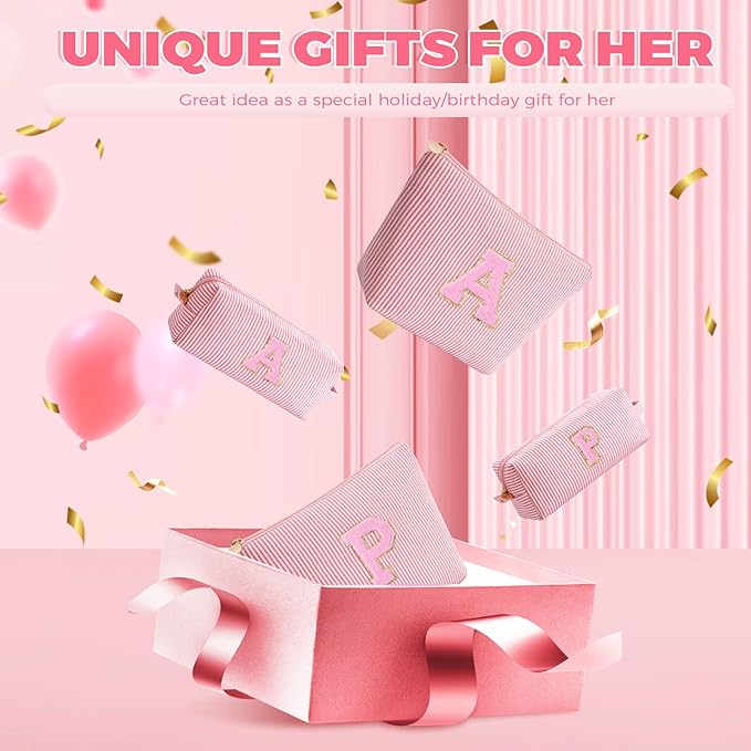 Gifts for Girls Teens Kids - Birthday Gift for Daughter Sister Her,Travel Essentials,Teen Girl Essentials,Cute Trendy Stuff Makeup Bag Set Cosmetic Bag - Peach,S