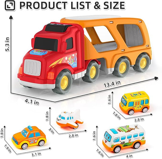 Veslier Toddler Toys Car for Boys Girls Age 1-3 3-5, 5 in 1 Carrier Transport City Vehicles Toys,Kids Toy Cars for Toddlers 1-3, Christmas Birthday Gift for Toddlers 3+.