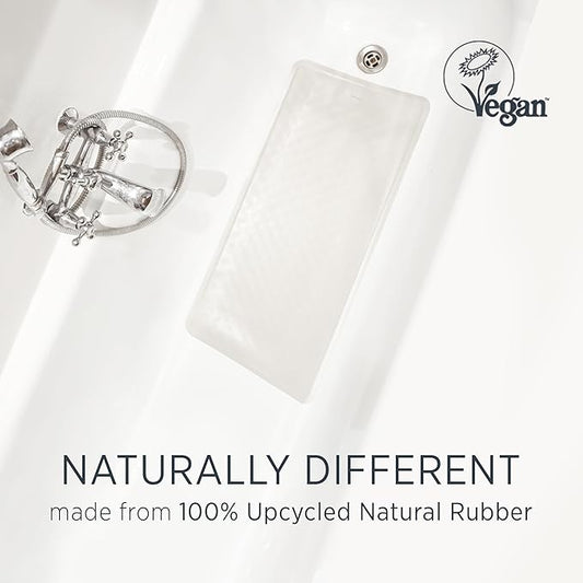 HEVEA Natural Rubber Big Bath Mat - Upcycled, Danish Design - Non Slip Bathtub Mat, 299 Suction Cups - Safe and Friendly Shower Mat for All Ages (Marble)