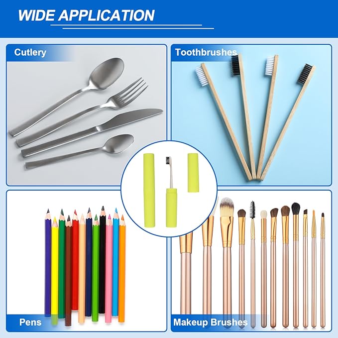 uxcell 2Pcs Travel Toothbrush Case, 7.9x1.2x1.2 Portable Travel Toothbrush Holder with Stripe, Plastic Toothpaste Container for Bathroom, Gym, Business Trip, Camping, Green