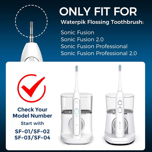 3 Pack Toothbrush Replacement Heads Compatible with WaterPik Sonic Fusion 2.0, FitMount Flossing Brush Head Fit for Water-Pic SF-01 SF-02 and 2.0 SF-03 SF-04