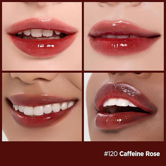 Laka Fruity Glam Lip Tint Mini, 1.9g/0.07oz, Glowing Lip Stain with Wide Color Spectrum, Hydrating & Lightweight Texture, Long-Lasting Bold Stain, Non-Sticky, Vegan, K-Beauty (#120 Caffeine rose)