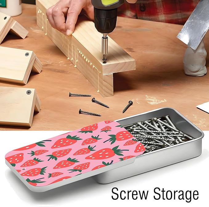 Portable Dental Floss Case, Refillable Cute Travel Floss Dispenser for Men & Women, Pocket Travel Floss Picks Case for Purse, Backpack, Bag Pink Strawberries